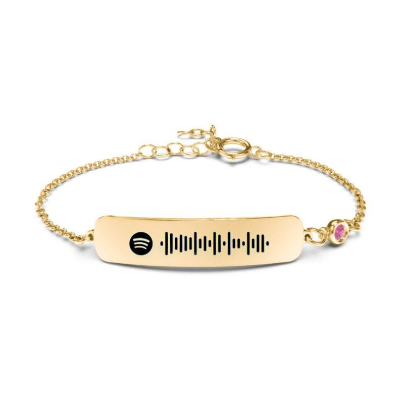 Jeulia Scannable Spotify Code Stainless Steel Bracelet With Birthstone