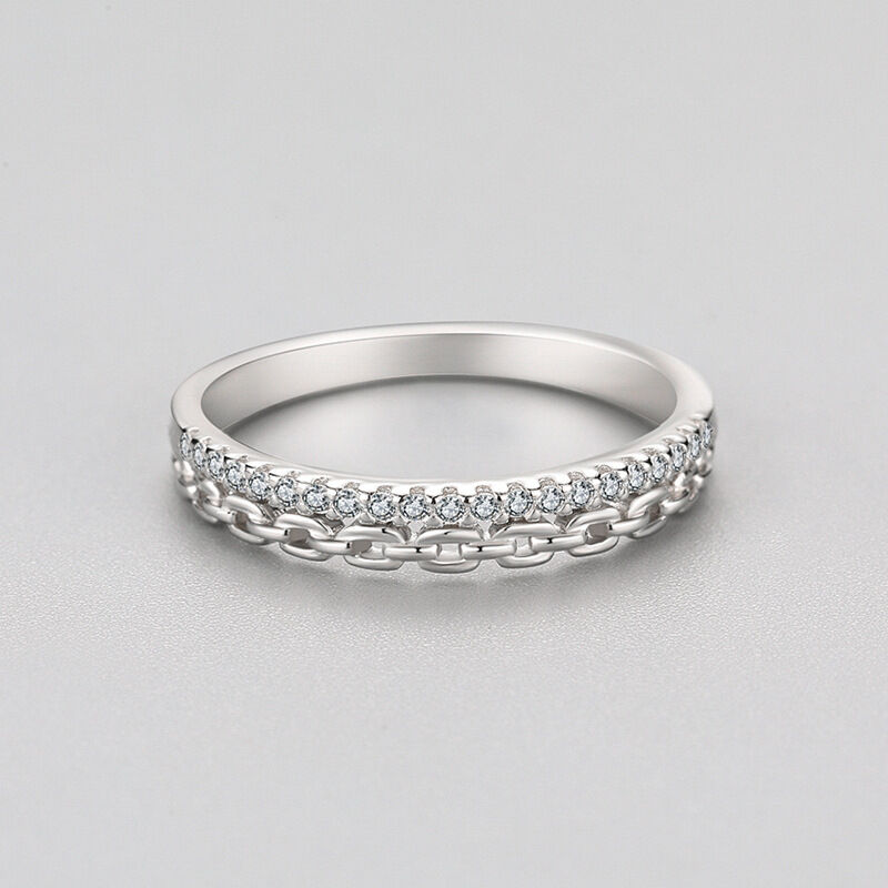 Jeulia Bague Femme Double Rangée Chaîne Argent Sterling