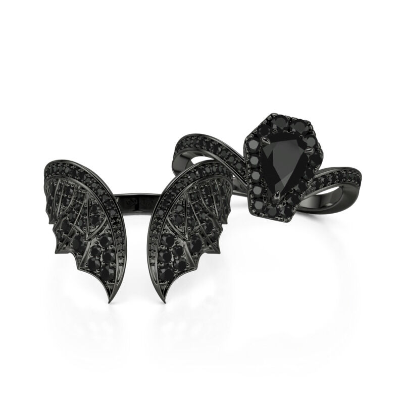 Jeulia Ensemble Unique de Bague de Fiançailles Cercueil de Chauve-souris Noire