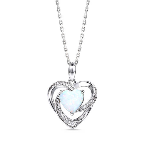 Jeulia "Sparkles Heart" Opal Sterling Silver Necklace Jeulia NZ