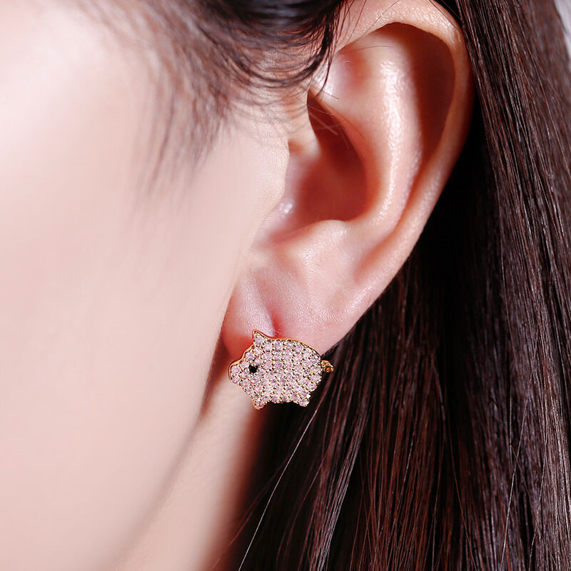 Jeulia Cute Pig Design Sterling Silver Stud Earrings