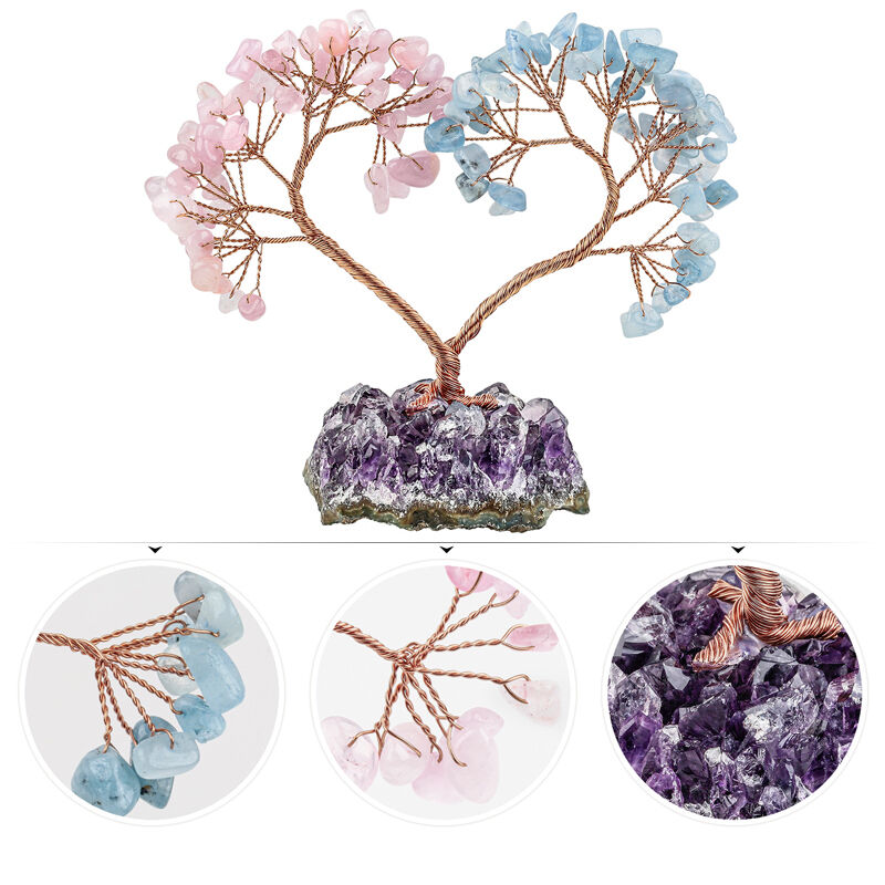 Jeulia "Tranquility & Compassion" Heart-Shaped Natural Crystal Feng Shui Tree