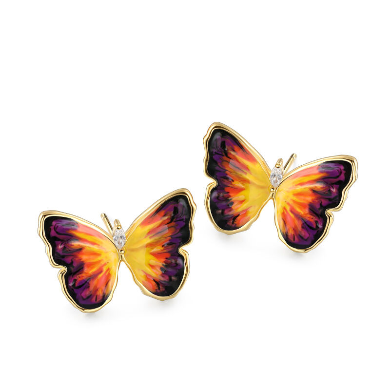 Jeulia "Mystic Wings" Butterfly Enamel Sterling Silver Stud Earrings