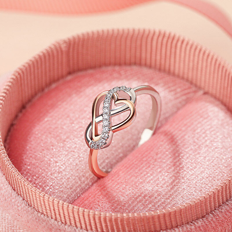 Jeulia "You Complete Me" Infinity Love Heart Sterling Silver Women's Band