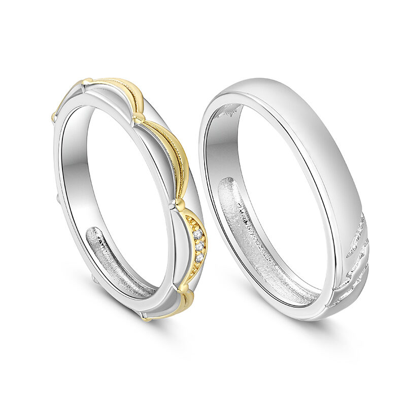 Jeulia Simple Bravery and Beauty Couple Rings Sterling Silver