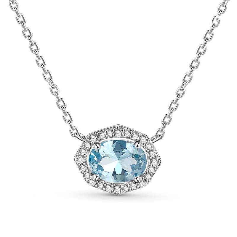 Jeulia Vintage Halo Oval Cut Sterling Silver Necklace