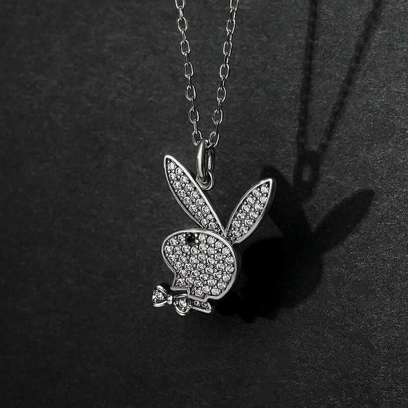 Jeulia "Glitz Playboy" Bunny sterling silver halsband