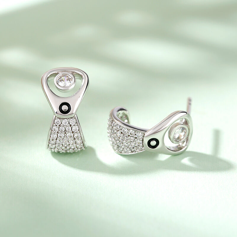 Jeulia Punk Style Cans Pull Ring Design Sterling Silver Earrings