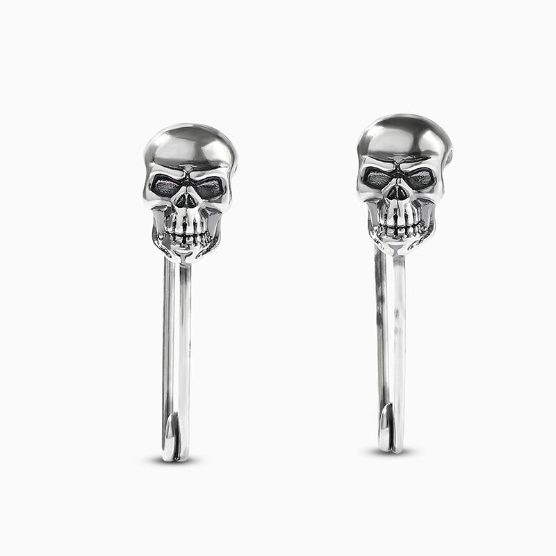 Jeulia "Skeleton Pin" Skull Sterling Silver Earrings
