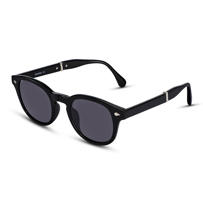 جوليا نظارة شمسية مستديرة باللون الأسود والرمادي للجنسين قابلة للطي