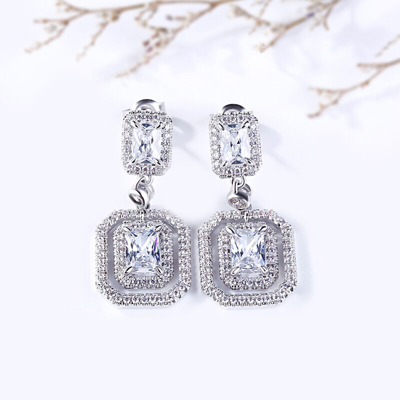 Jeulia Luxurious Radiant Cut Sterling Silver Jewelry Set