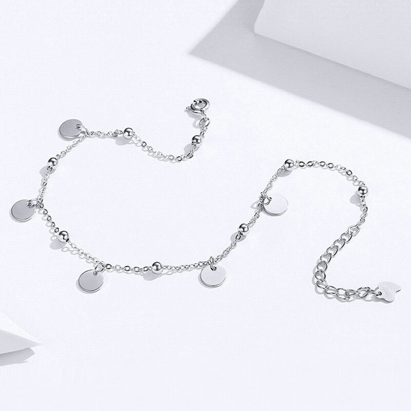 Jeulia Simple Style Disc Sterling Silver Anklet