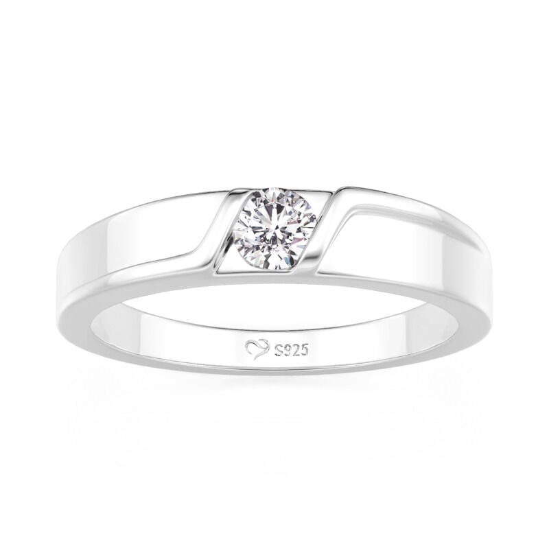 Jeulia Bypass Round Cut Wedding Ring for Men Sterling Silver