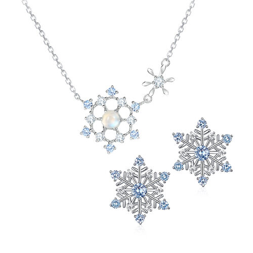 Jeulia "Frozen Moment" Snowflake Sterling Silver Jewelry Set