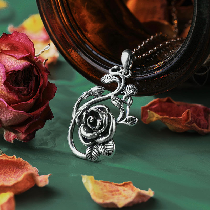 Jeulia "Rose" Blume Sterling Silber Halskette