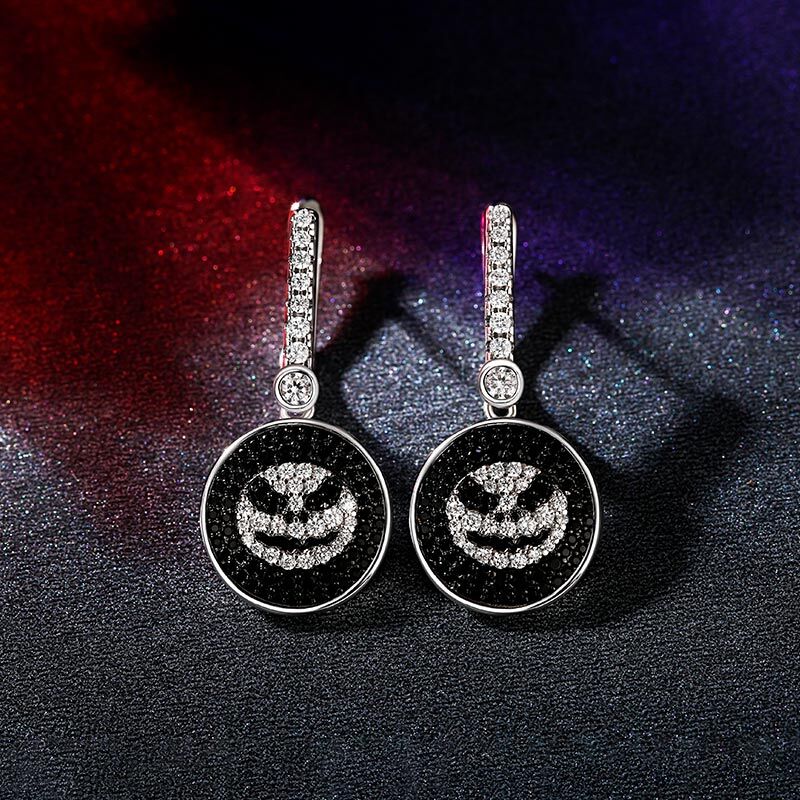 Jeulia "Pumpkin King" Skull Design Sterling Silver Drop Earrings