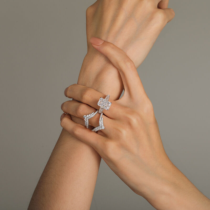 Jeulia Praktfullt Pusselringsset med Kronkluster Gradient i Sterling Silver