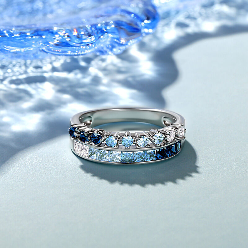 Jeulia Bague Éternité Double Rangée Dégradée en Argent Sterling