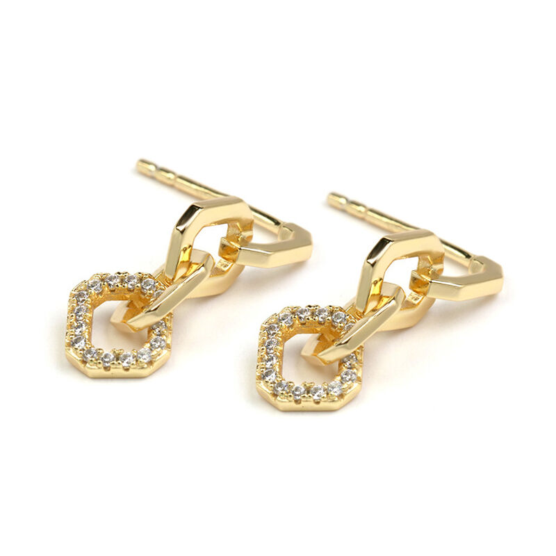 Jeulia Chain Design Sterling Silver Drop Earrings