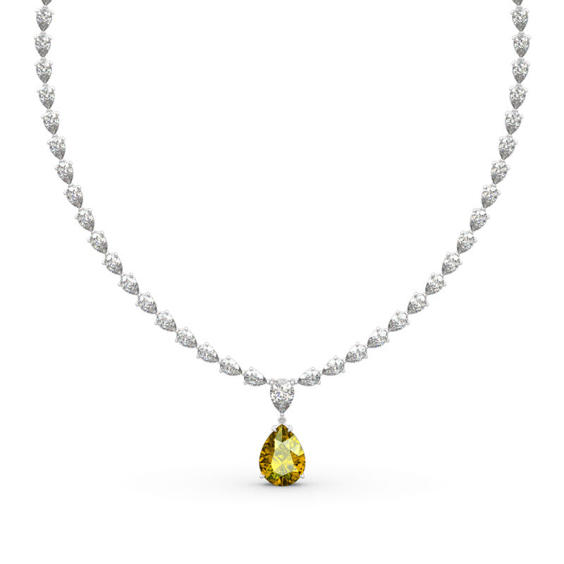 Jeulia "Be Your Princess" Pear Cut Sterling Silver Necklace