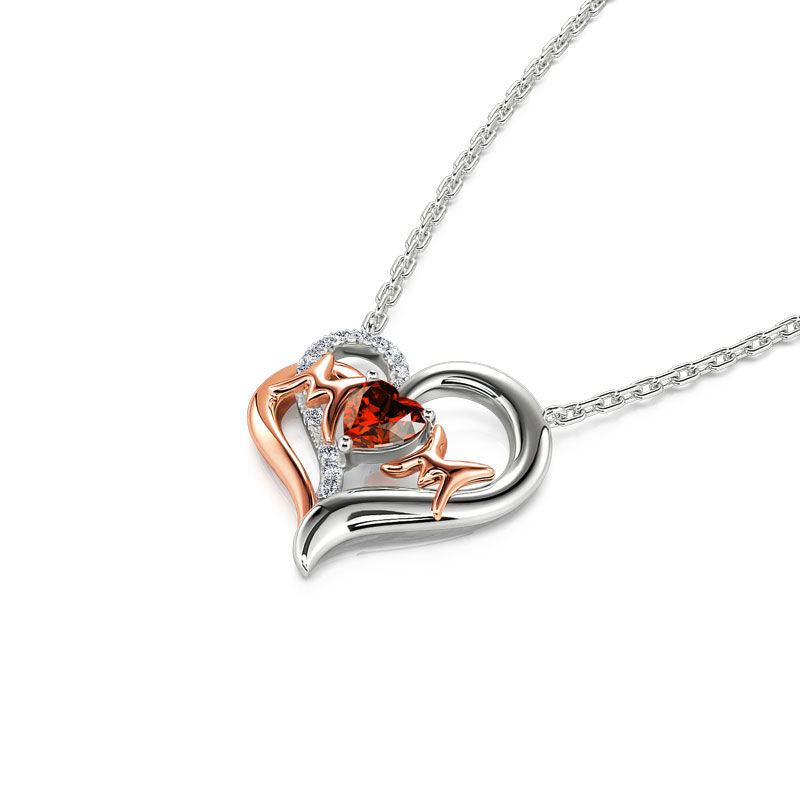 Jeulia "I Love You with All My Heart" Mom Heart Sterling Silver Necklace