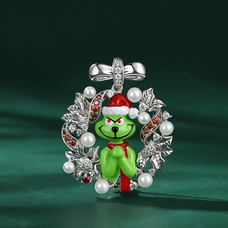 Jeulia Christmas Monster Inspired Sterling Silver Brooch (With A Free Chain)