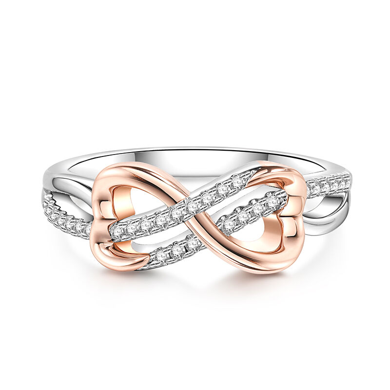 Jeulia Open Heart & Infinity Design Sterling Silver Women's Band