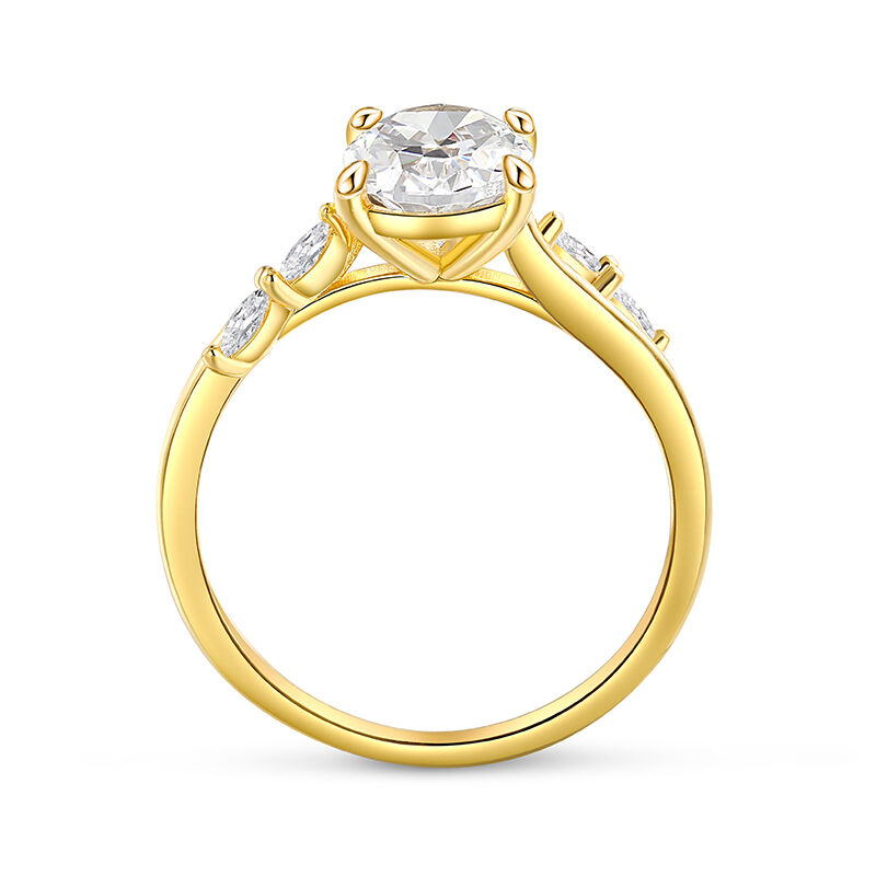 Jeulia Oval Cut Gold Tone Sterling Silver Engagement Ring