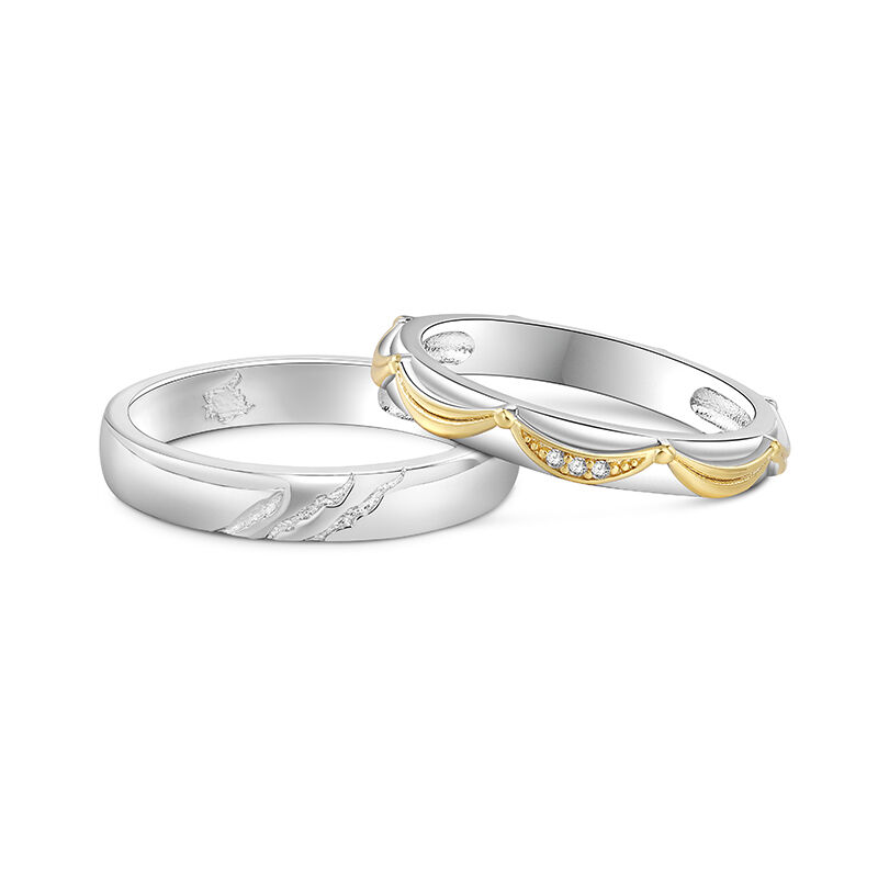 Jeulia Simple Bravery and Beauty Couple Rings Sterling Silver