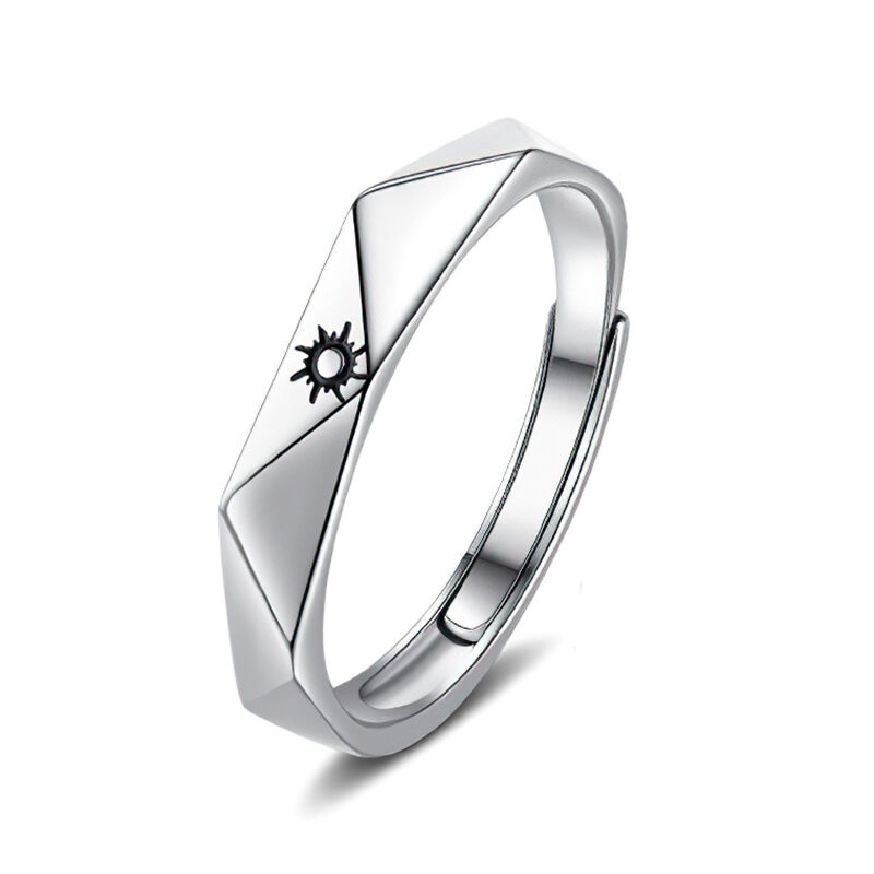 Jeulia Sun&Moon Sterling Silver Adjustable Couple Rings