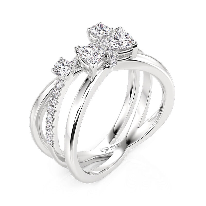 Jeulia Fashion Bow Twist Interlocking Ring