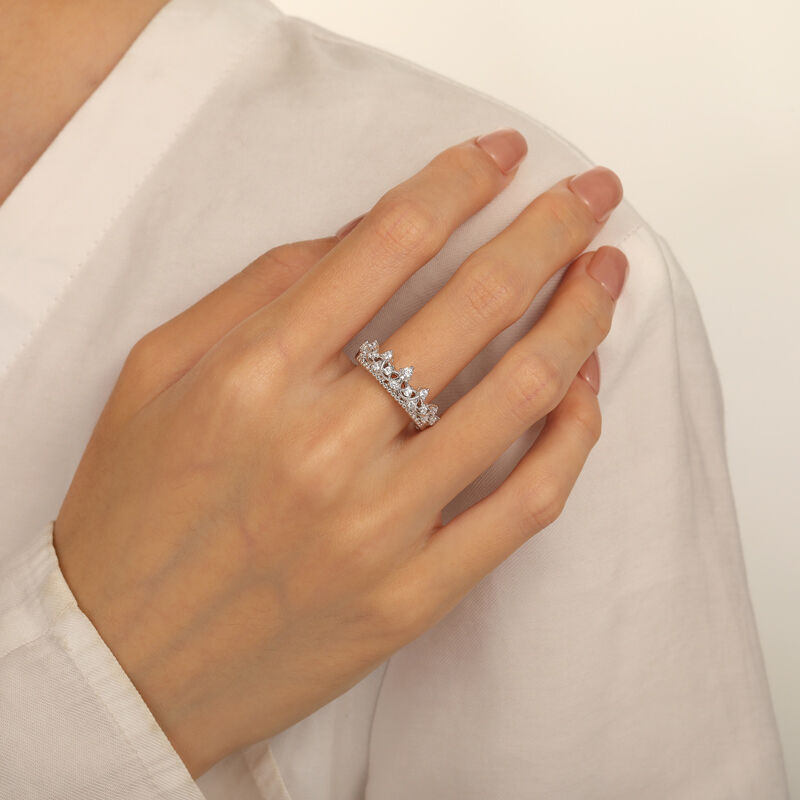 Jeulia Carina Corona Anello In Argento Sterling