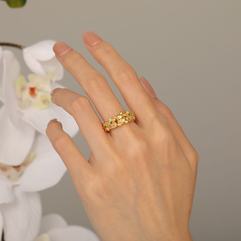 Jeulia Fedine Particolare Donna con Fiori e Orso in Argento Sterling