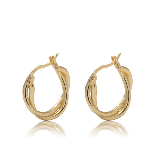 Jeulia Twist Design Sterling Silver Hoop Earrings