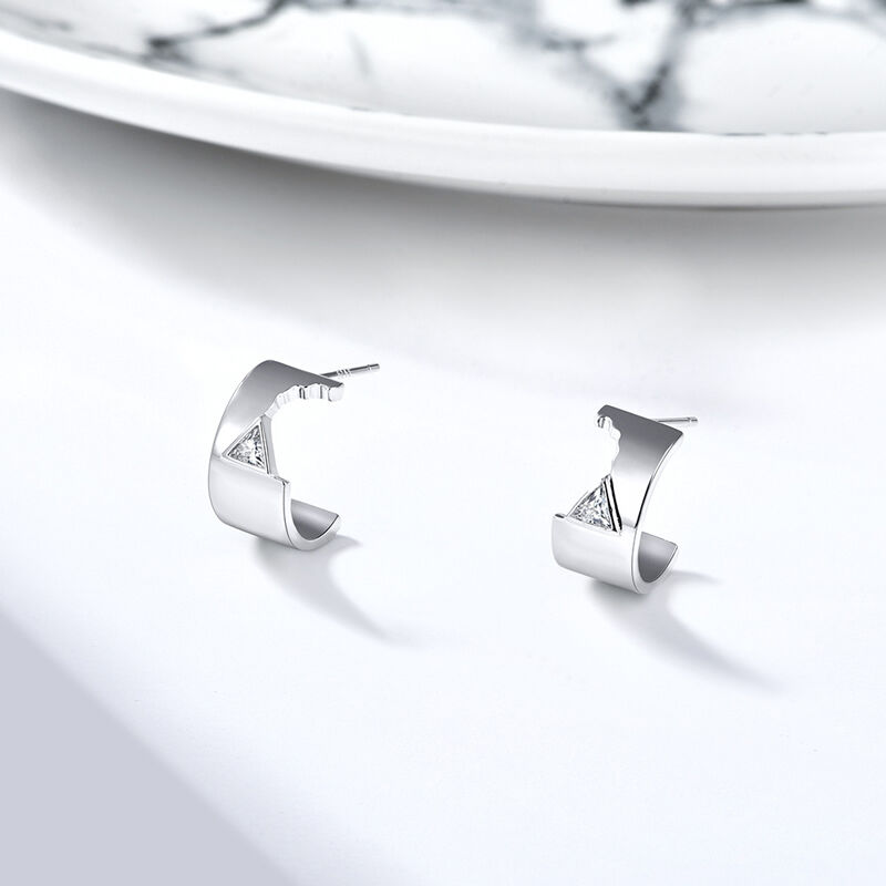 Jeulia Unique Design Trillion Cut Stud Earrings