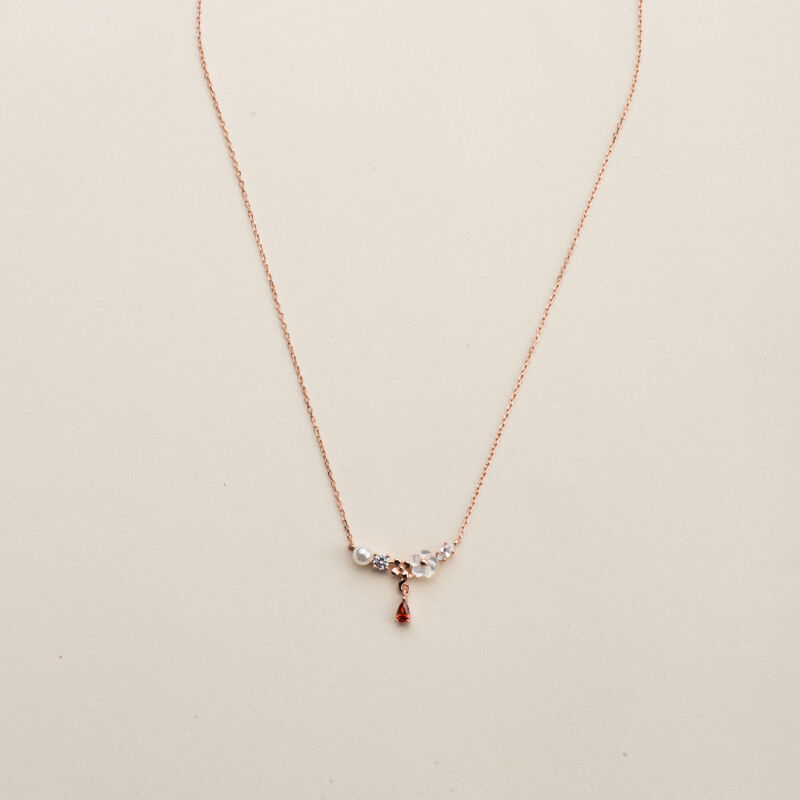 Jeulia Flower & Pearl Sterling Silver Necklace