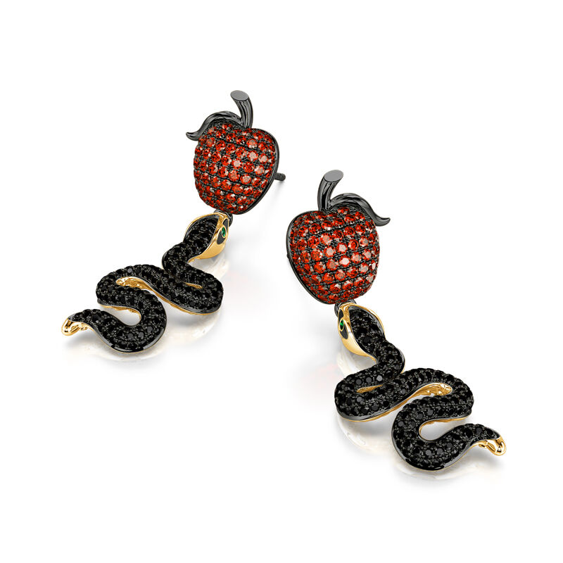 Jeulia "Forbidden Fruit" Snake&Apple Sterling Silver Earrings