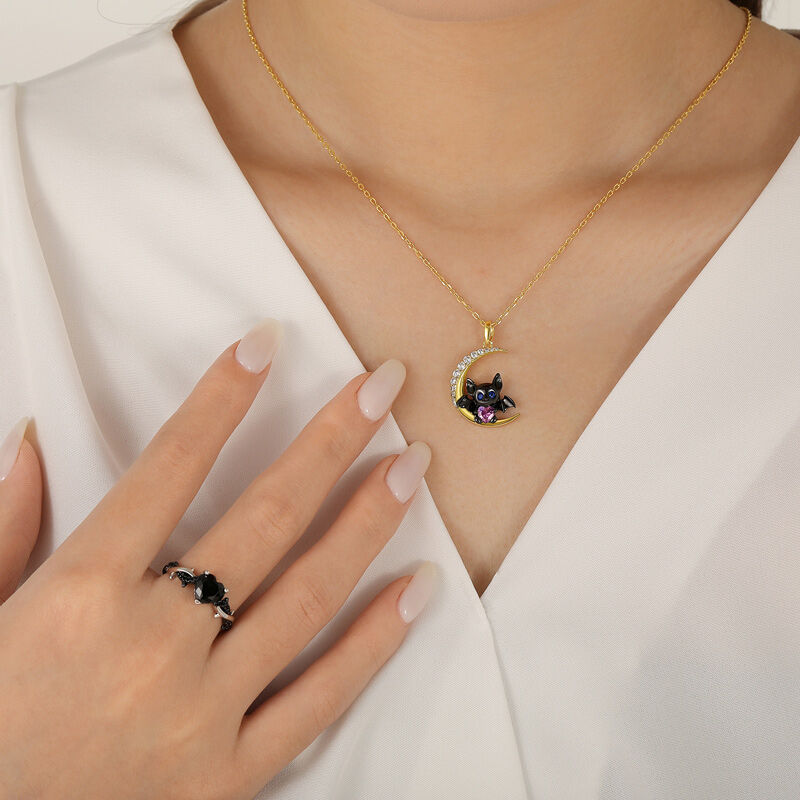 Jeulia Classic Twisted Thorns Black Heart Promise Ring