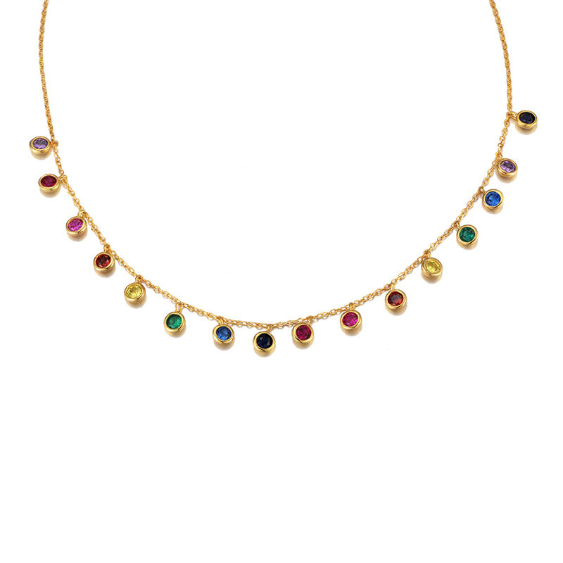 Jeulia "Playful Colors" Multi-color Stones Sterling Silver Necklace