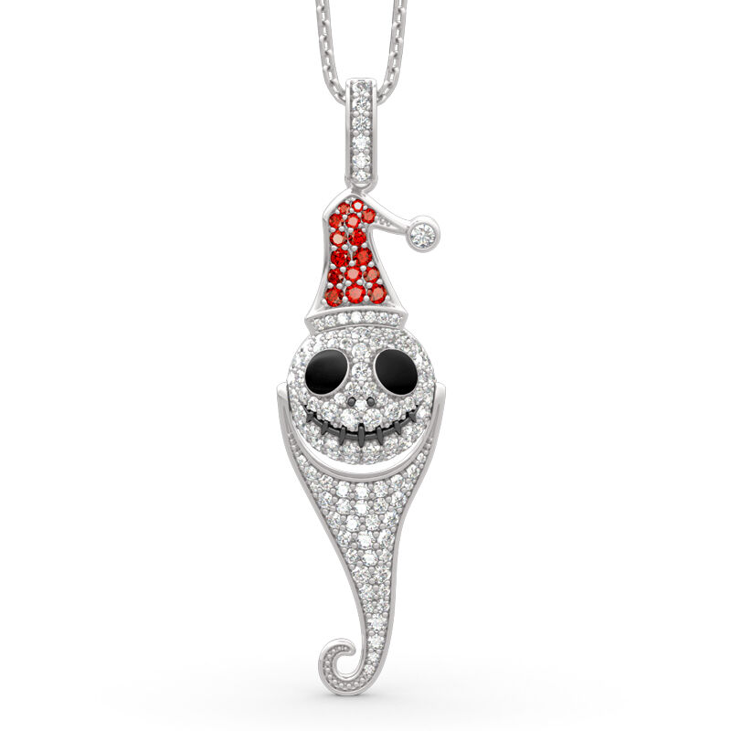 Jeulia "Christmas Hat Skull" Sterling Silver Necklace