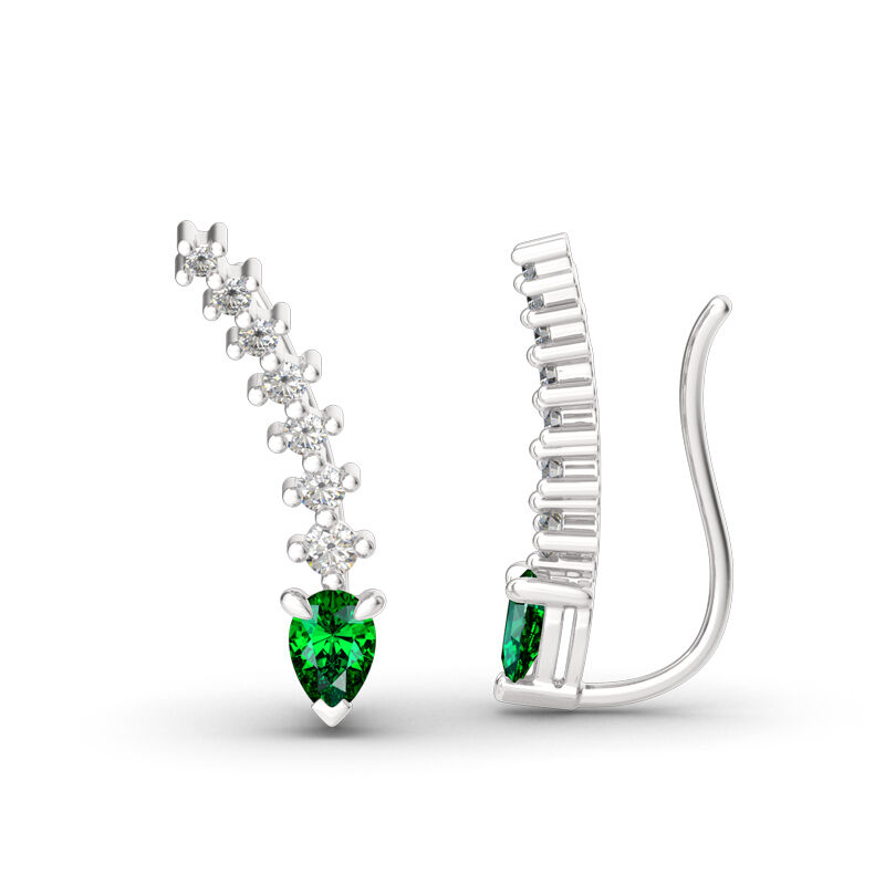 Jeulia Royal Emerald Green Climber Earrings