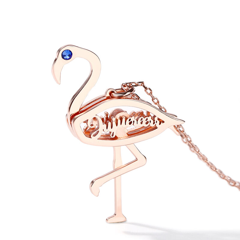 Jeulia Flamingo Collana Personalizzata con Nome In Argento Sterling