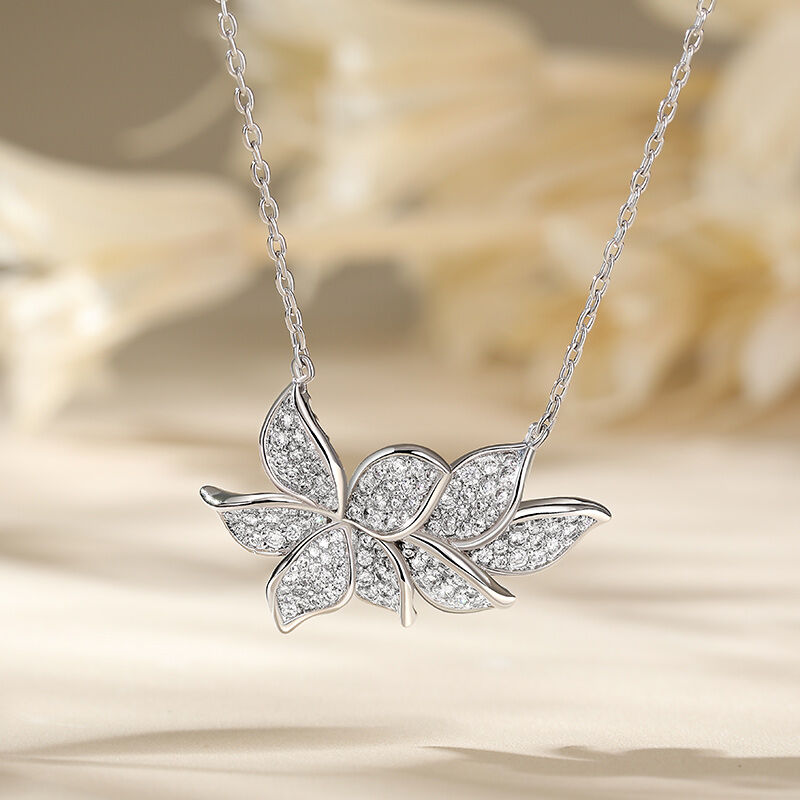 Jeulia Petal Bloom Design Sterling Silver Necklace