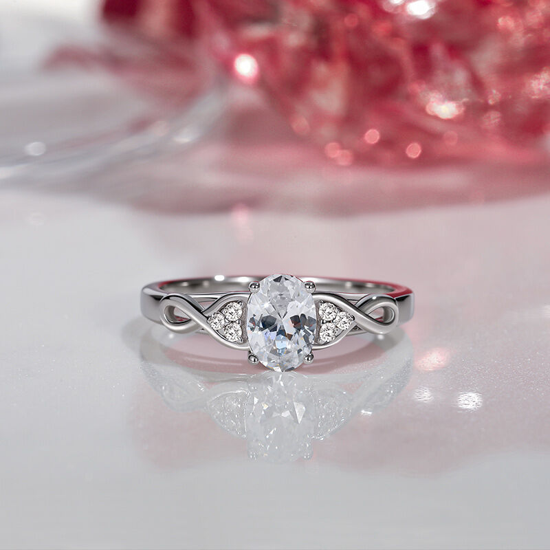 Jeulia Custom Infinity Oval Cut Engagement Ring Sterling Silver
