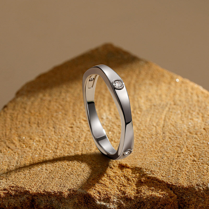 Jeulia Anillo de Boda Solitario Clásico para Hombres de Plata de Ley