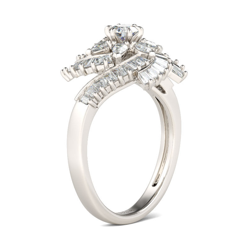Jeulia Blume Design Rundschliff Sterling Silber Ring