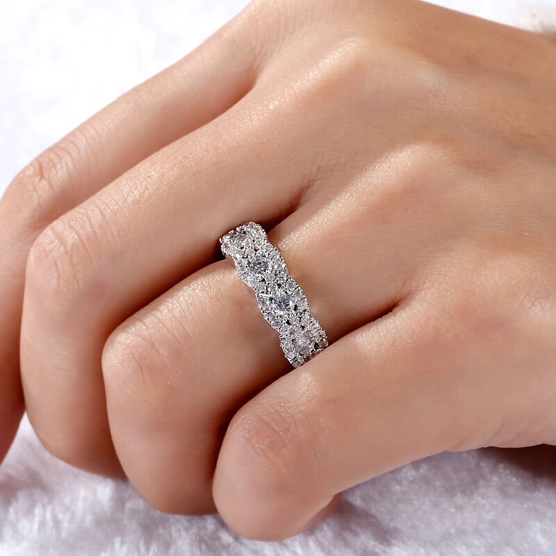 Jeulia Interlock Rundschliff Sterling Silber Damen Ring Trauring Ehering