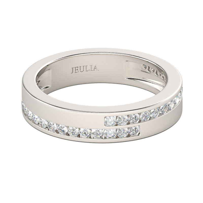 Jeulia Simple Round Cut Sterling Silver Women's Band