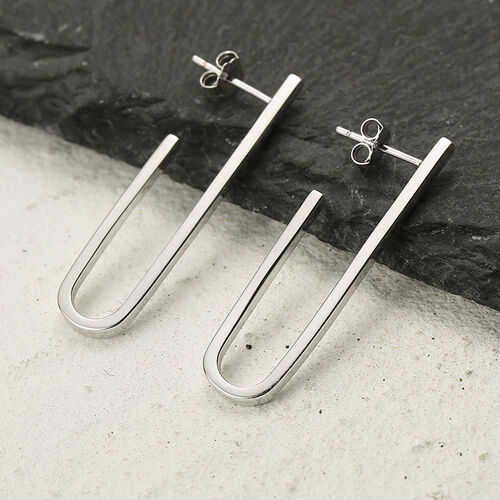 Jeulia Simple U-shaped Paperclip Sterling Silver Earrings