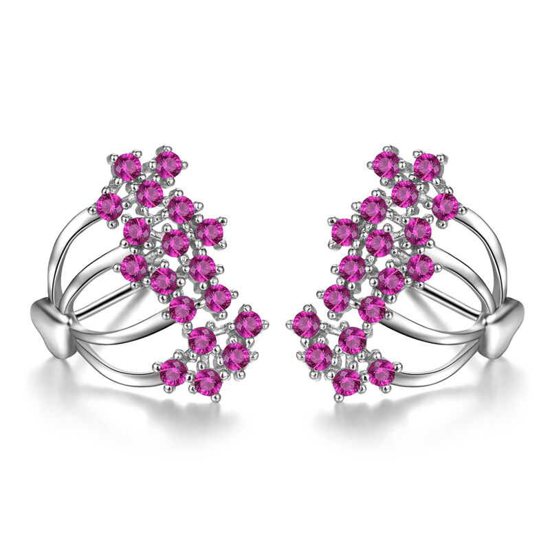Jeulia "Flower Cluster" Sterling Silver Stud Earrings